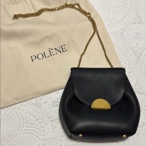 Polene Black Mini Bag with Gold Accents